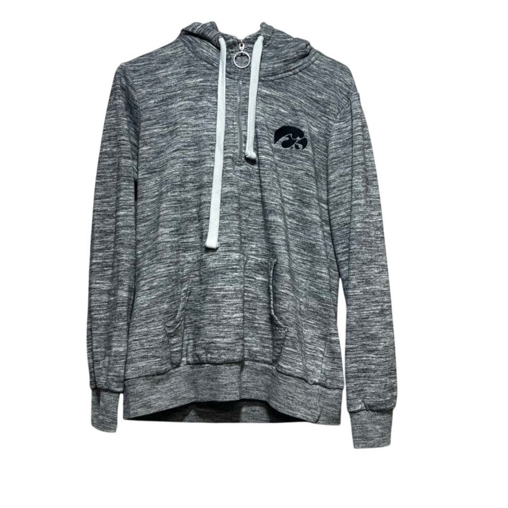 Reflex Women's Large Iowa Hawkeyes Gray Quarter Zip Hoodie Pullover Sweatshirt